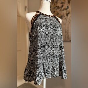 THML Anthropologie Women’s Black White Paisley Animal Print Halter Top Medium